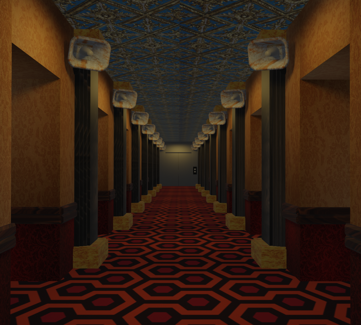 Hotel hallway still image